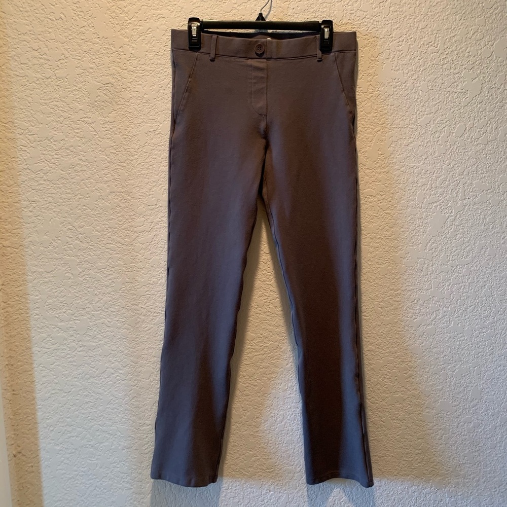 Betabrand taupe dress yoga pants, size L petite